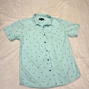 Pacsun Men’s Medium Light Blue Patterned Short Sleeve Button Up